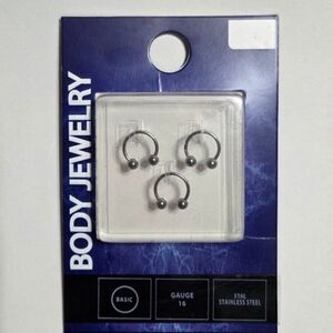 Body Jewelry 16 gauge stainless steel horseshoe nose rings